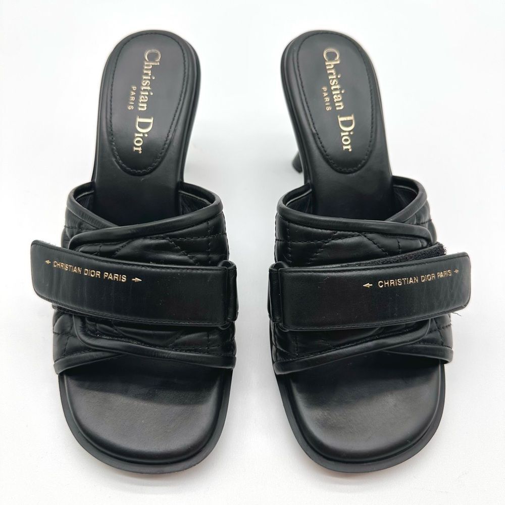 CHRISTIAN DIOR  Quilted Dio(r)evolution 80mm Slide Sandals 37 Black Leather EU37 - Picture 2 of 11
